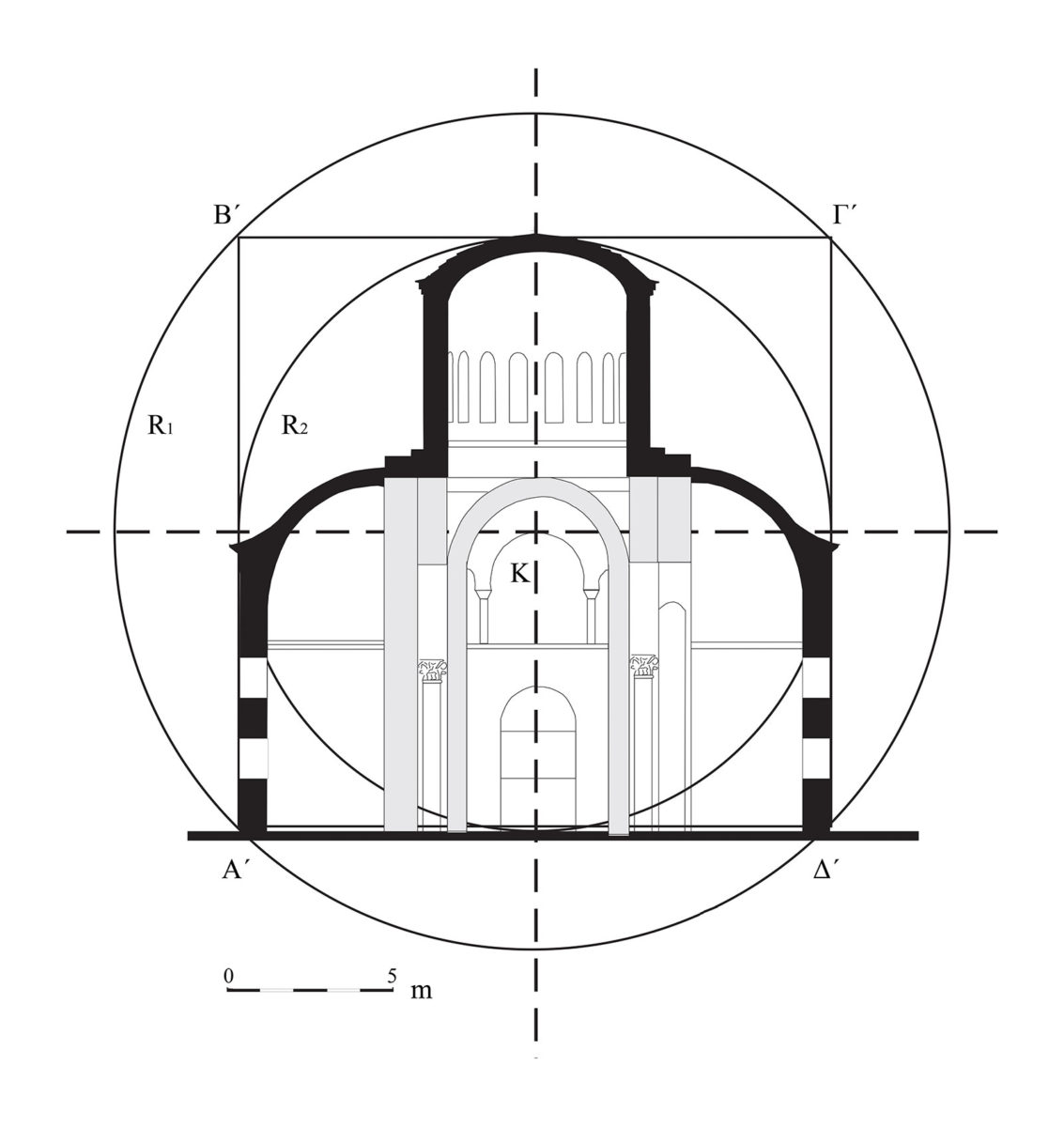 Fig. 7. Cross-sectional view. Geometric planning.