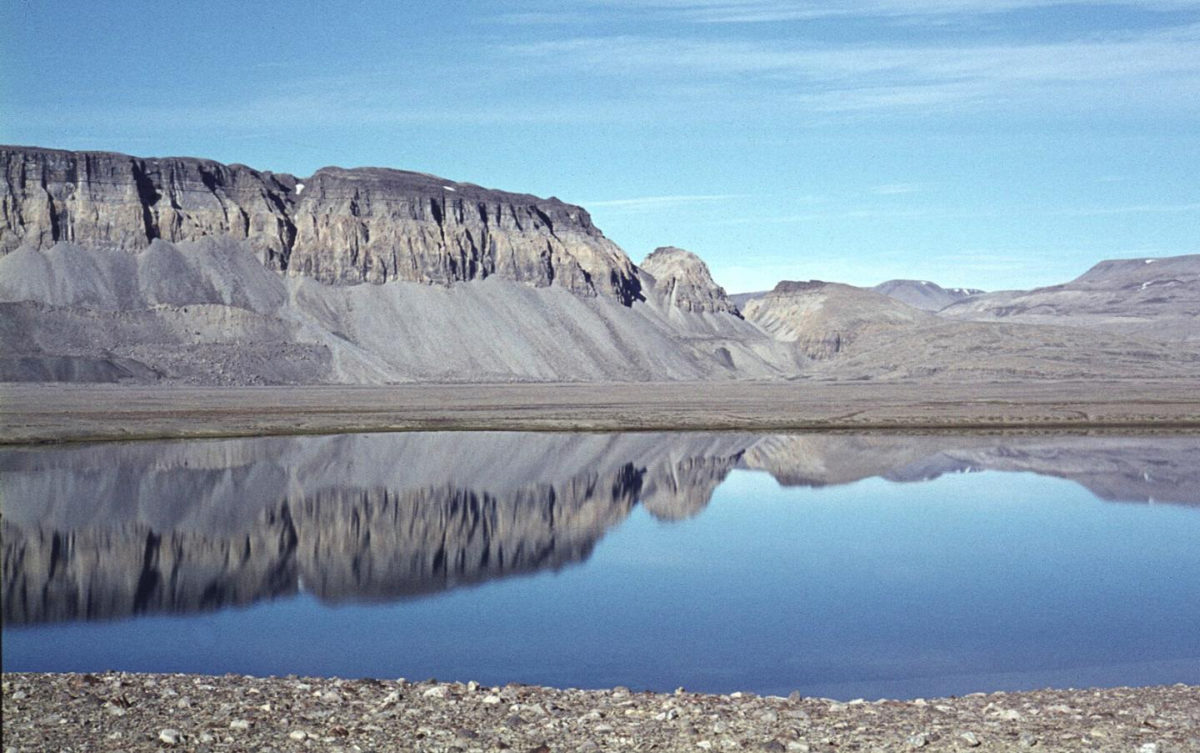 The fossil site in North Greenland photographed by John S. Peel in 1974. Image credit: John Peel