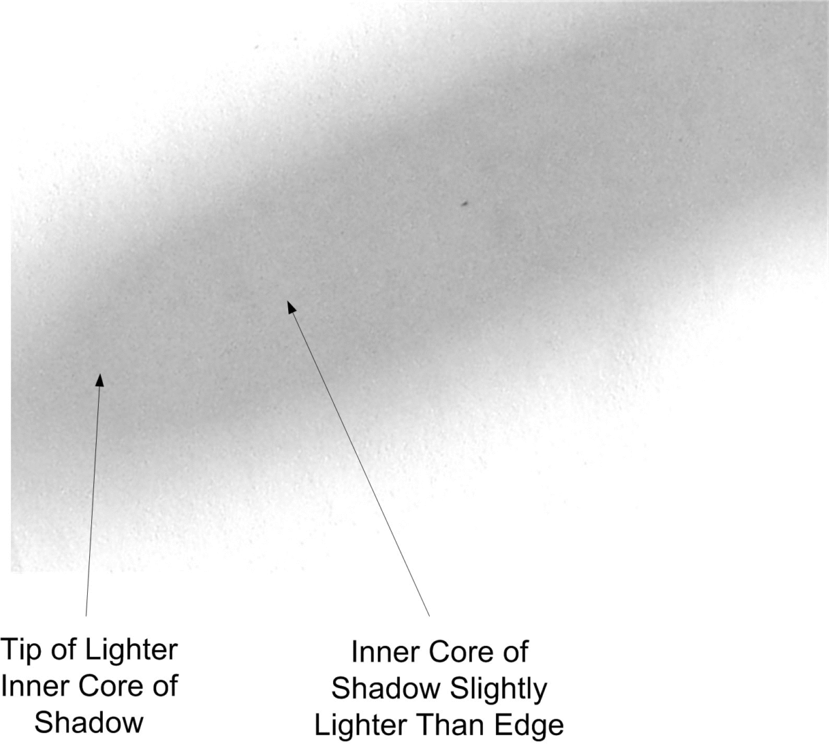 The shadow produced by the gnomon is, curiously, slightly brighter in its central core. The tip of the central core was used to track the shadow’s movement. Image Credit: JAEA.
