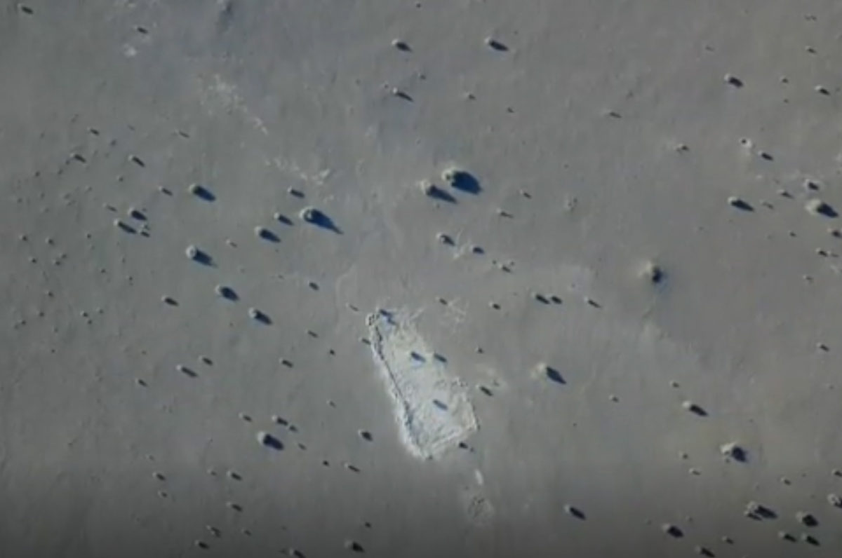 Snapshot from video that takes viewers on a journey above and along a mammoth trackway at a remote site in Lake County, Oregon. Credit: Video by Dean Walton, science and technology outreach librarian, University of Oregon