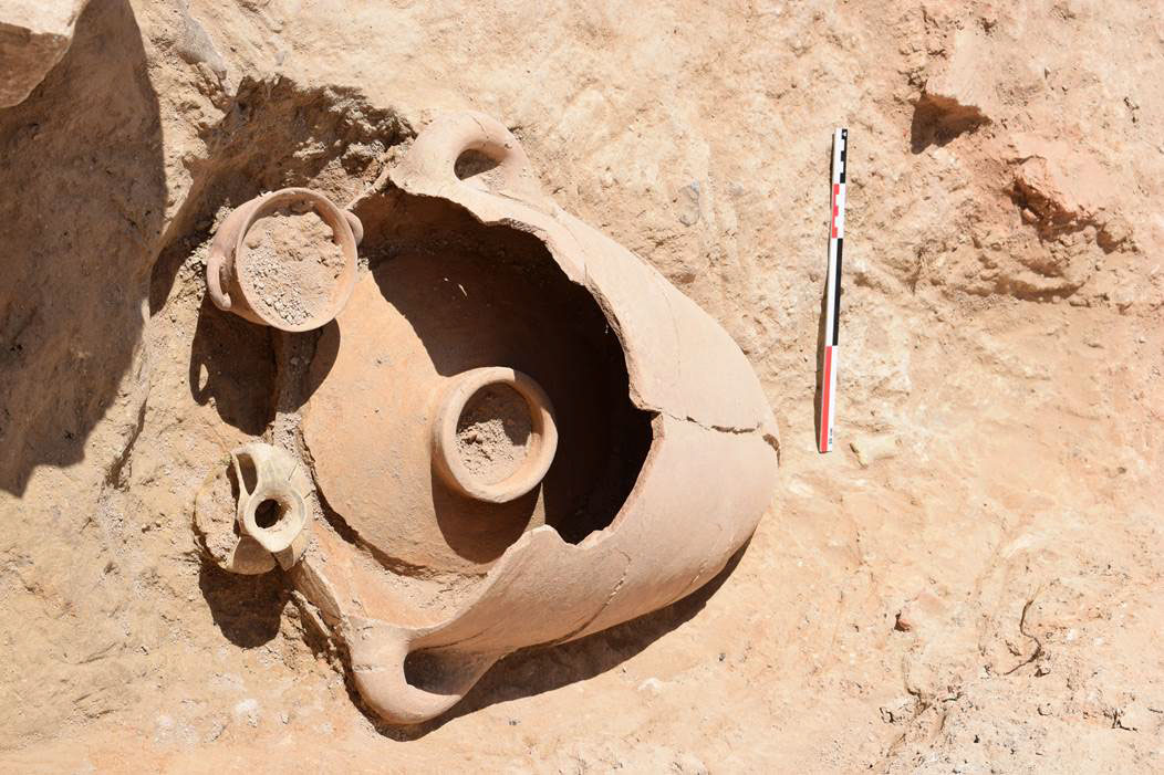 Pamboula: An infant inhumation in a Canaanite jar was found under a floor level. Credit: Department of Antiquities, Ministry of Transport, Communications and Works