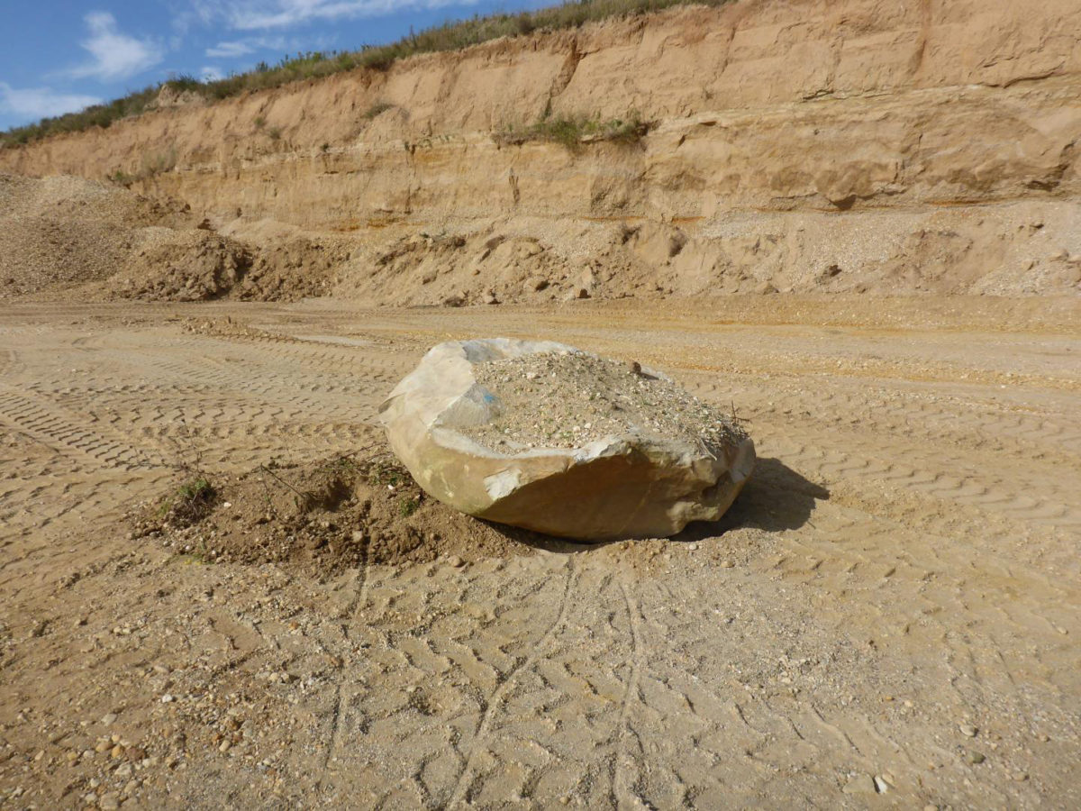 This boulder in the gravel pit Rehbach in Saxony, Germany, was transported from Scandinavia by glaciers 450,000 years ago.
Credit: MPI f. Evolutionary Anthropology