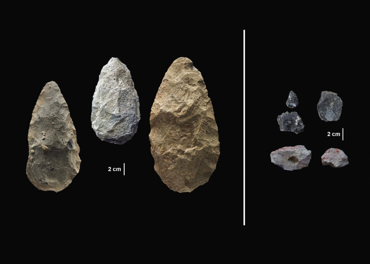 The sophisticated tools (right) were carefully crafted and more specialized than the large, all-purpose handaxes (left). Credit: Human Origins Program, Smithsonian