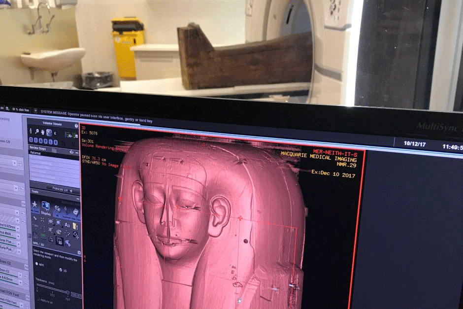 Mer-Neith-it-es being scanned and showing on the computer screen. Photo Credit: ABC News.