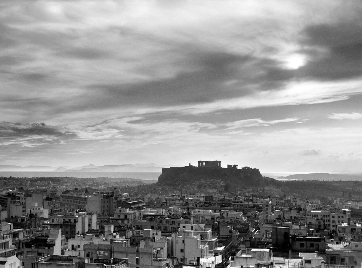 Ioannis Lambros, Panoramic view of Athens with the Acropolis in background, 1960.