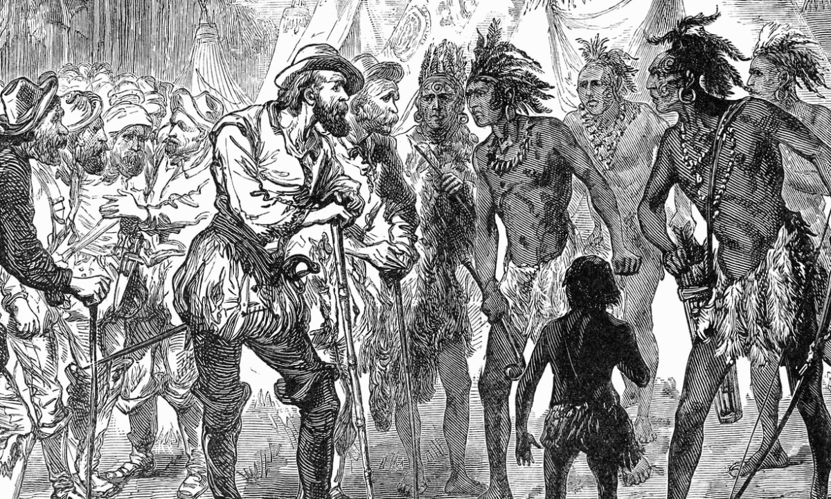 A 19th century engraving depicts Spanish exploration in the West Indies. Image Credit: Granger/Rex/Shutterstock/The Guardian.