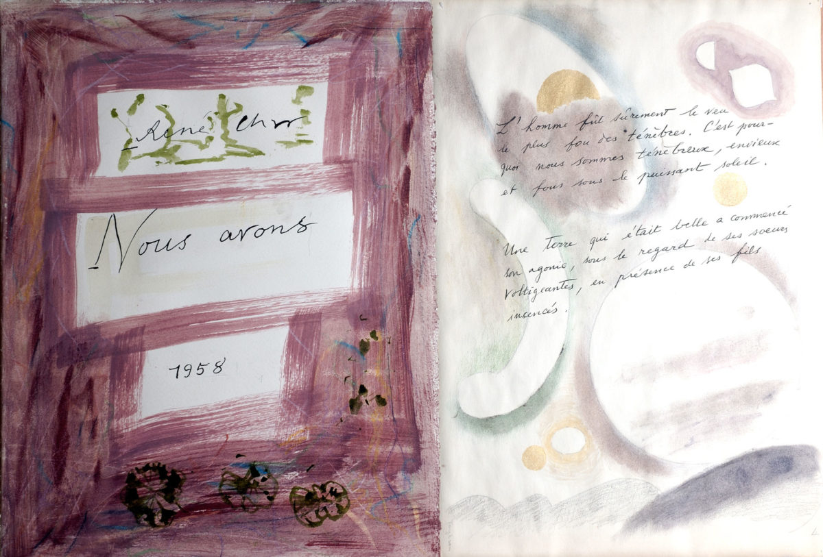 Nikos Hadjikyriakos-Ghika, Illustrated manuscript for the poetic collection Nous avons by Réne Char. Gouache on paper and cardboard. Benaki Museum / The Ghika Gallery. ©2018 Benaki Museum