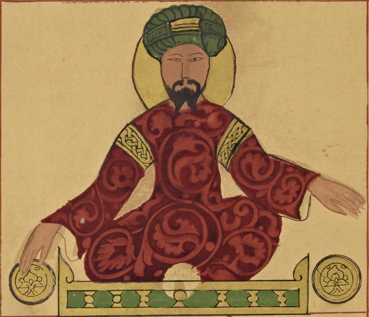 A possible portrait of Saladin, found in a work by Ismail al-Jazari, circa 1185.