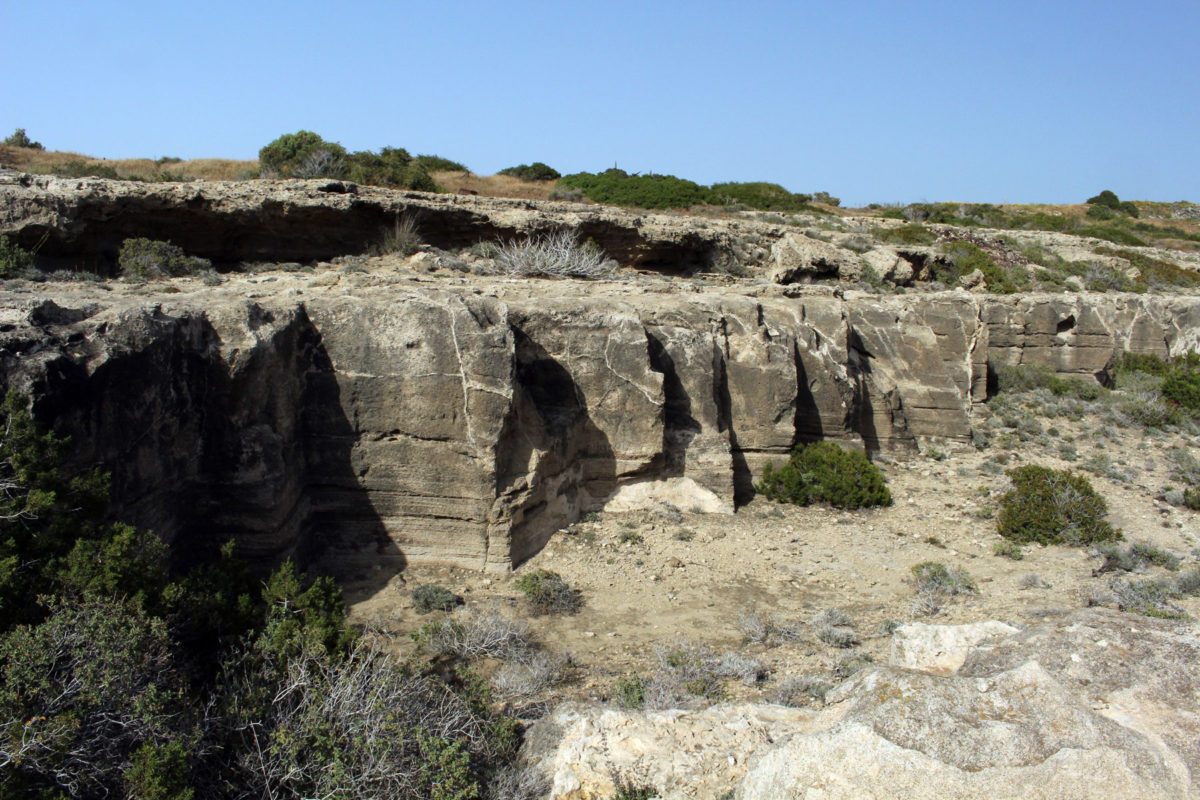 View of the ancient cliff-top quarries. 