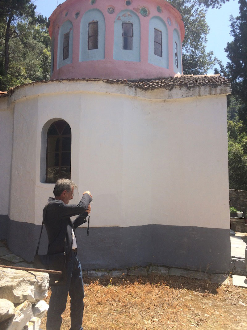 Specialist conservators from the Ministry of Culture conduct an autopsy of the Kechria Monastery. Skiathos.