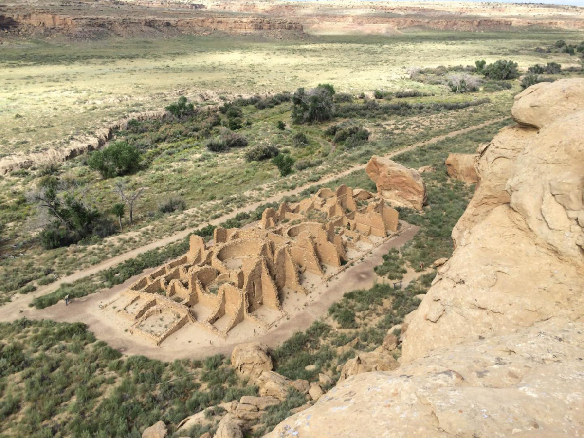 View from a mesa of a Chaco Canyon great house called Kin Kletso.
Credit: Samantha Fladd/UC