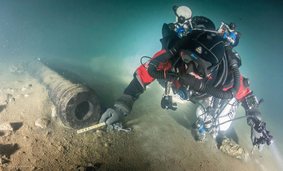 Cannons on the ship are up to 4.8 metres long. Photo Credit: Kirill Egorov / Ocean Discovery / Mars Project / Nordic Science.