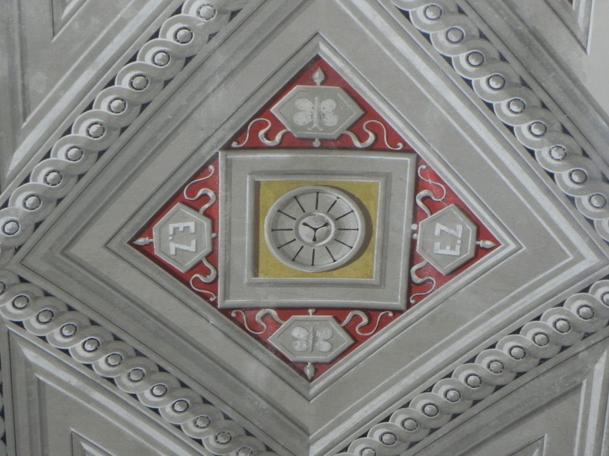 Ziller’s monogramme from the ceiling of his bedroom revealed after conservation work (source: Directorate of Protection and Restoration of Modern and Contemporary Monuments/Ministry for Culture) 