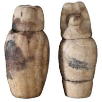 Set of canopic jars found in the tomb of Karabasken