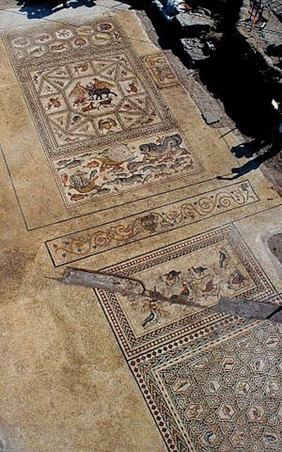 The original Lod mosaic that was uncovered in 1996, and was exhibited world-wide. Photo Credit: Niki Davidov, IAA / The Times of Israel.