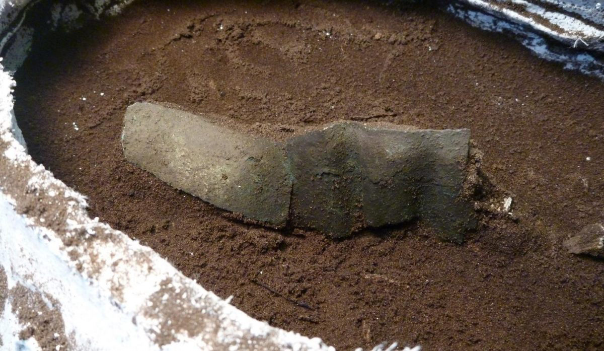 This is a copper band revealed during excavations. Credit: Matthew Sanger