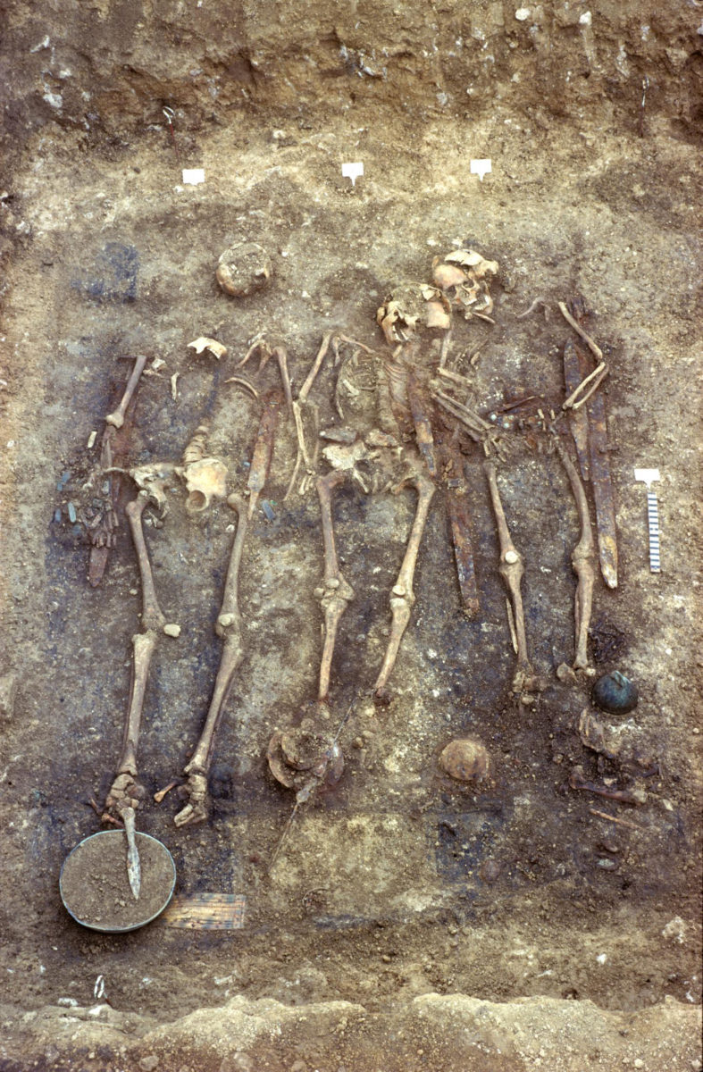 Excavated human remains at the burial site. Credit: Landesamt für Denkmalpflege im RP Stuttgart.