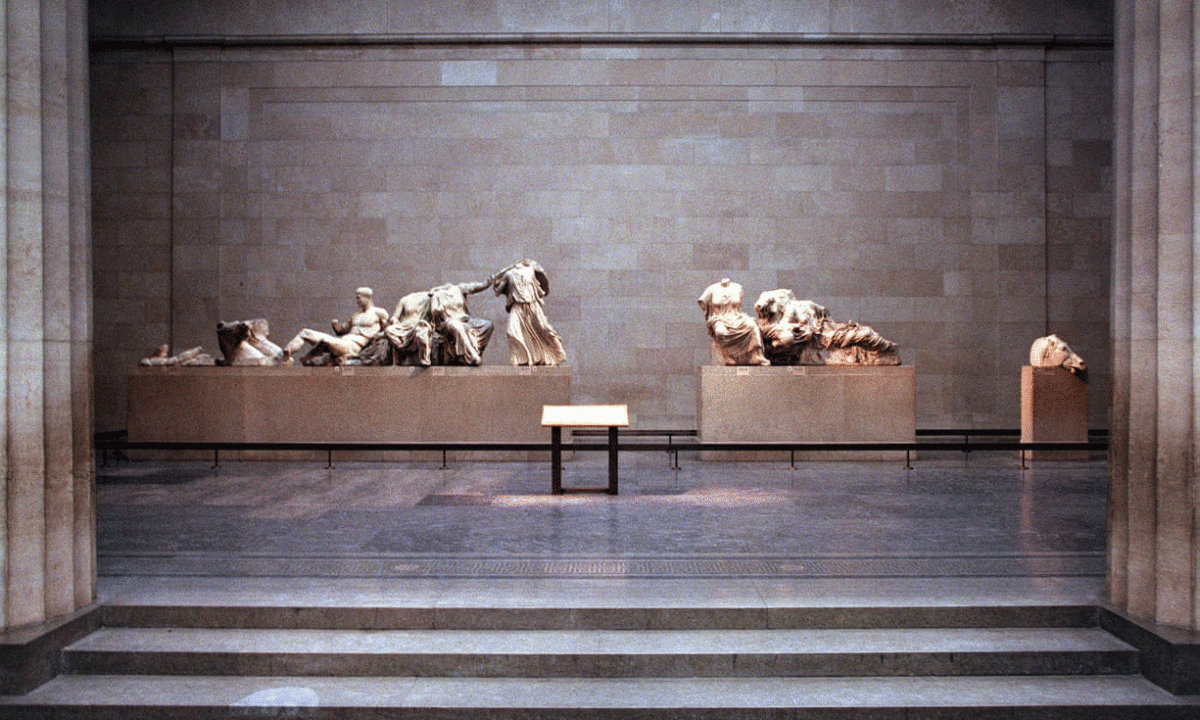 Many of these priceless sculptures reside in a gloomy room in the British Museum. Photo Credit: Matthew Fearn/PA/The Guardian.