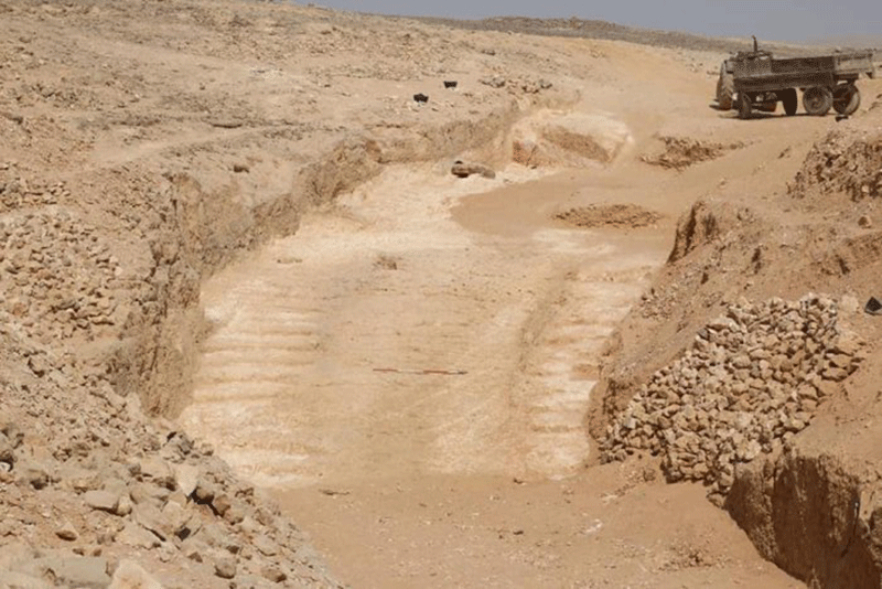 University of Liverpool academics have discovered what may be the remains of a 4,500 year old ramp system to transport the huge alabaster blocks used in the construction of Egypt’s Great Pyramids. Photo Credit: Yannis Gourdon / Ifao / University of Liverpool.