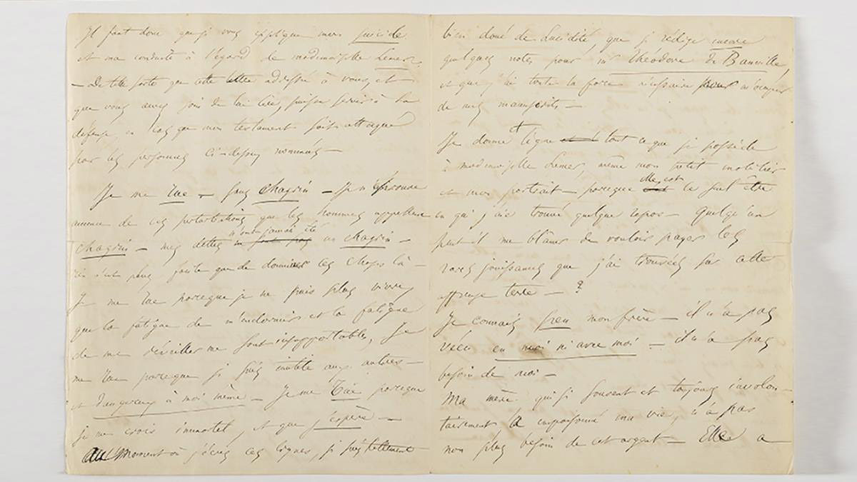 The letter by Baudelaire in which he announces his intention to commit suicide. 