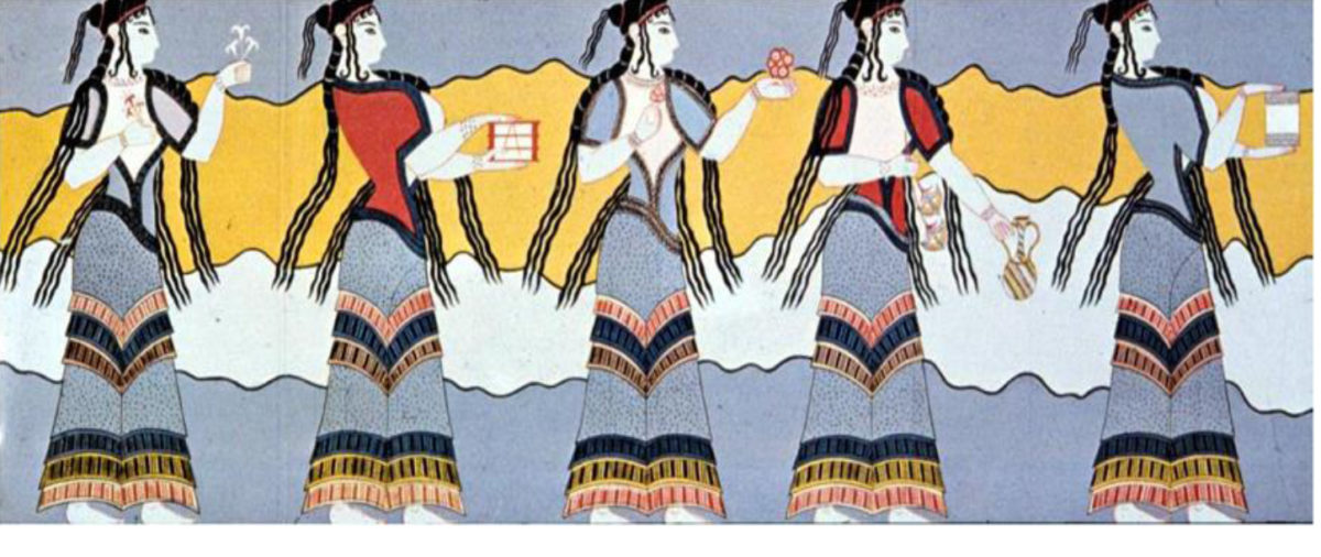 Representation of women procession from the Kadmeion of Thebes. 
