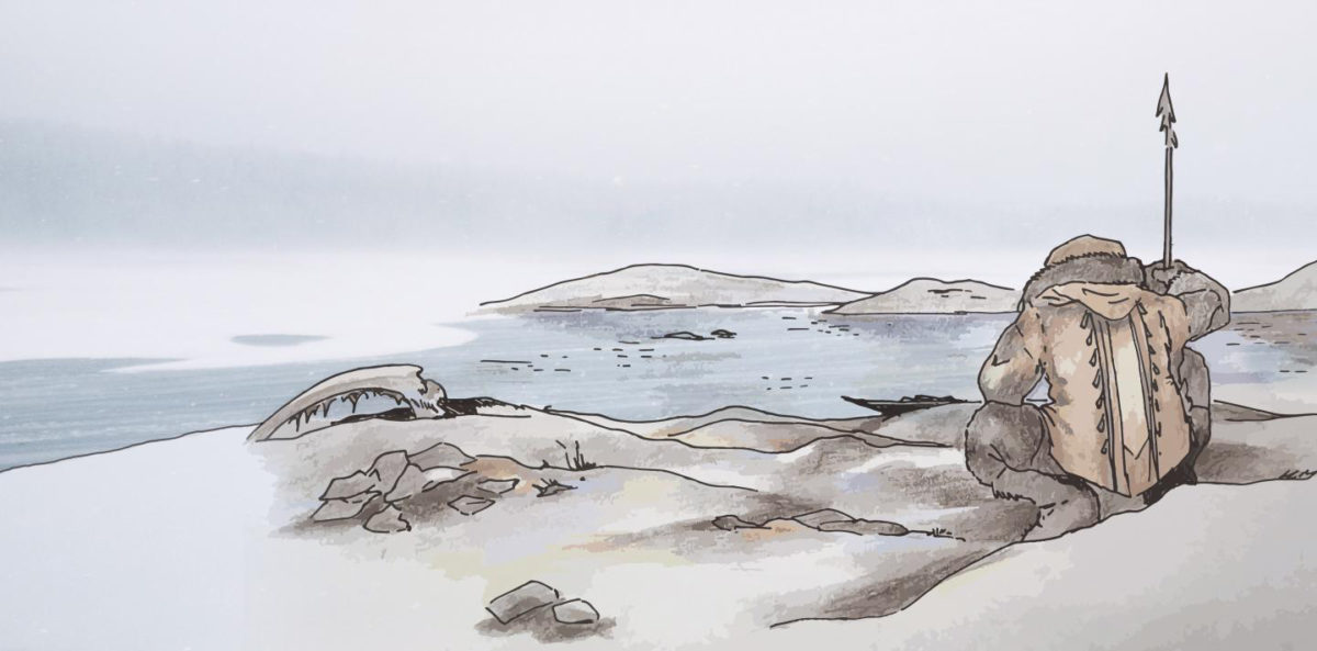 This is an artistic impression of an ancient fisherman from Bolshoy Oleni Ostrov. Credit: Kerttu Majander