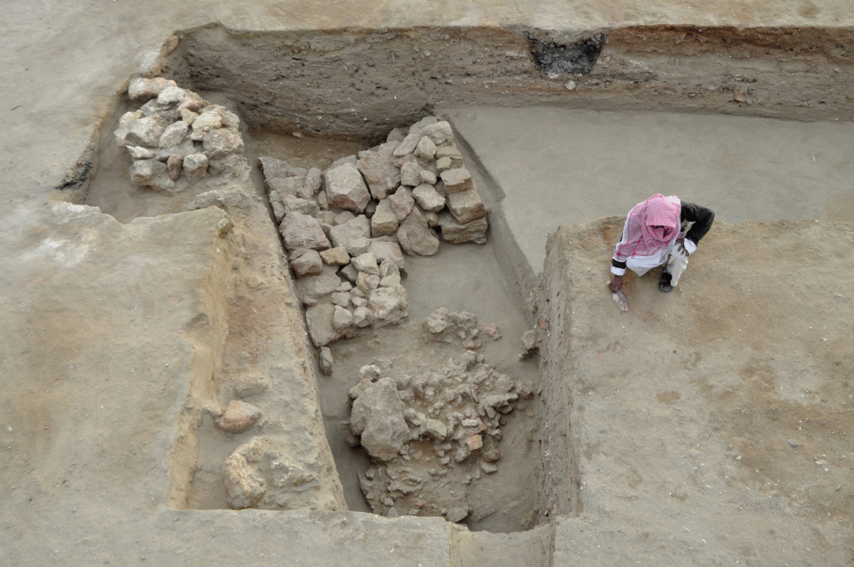 Uncovered fragment of the northern defensive wall of Berenike, viewed from the west. Photo Credit: S.E. Sidebotham/Antiquity.