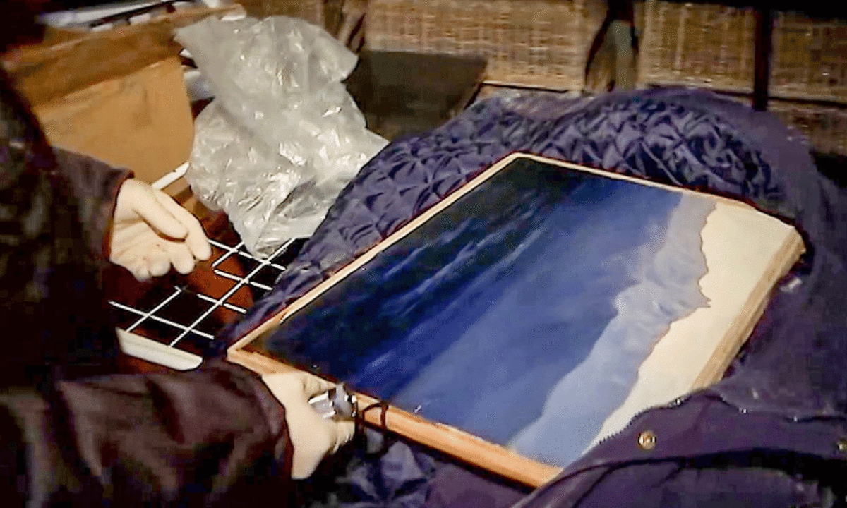The 1908 painting was found at a building under construction. Photograph: Tass/The Guardian.