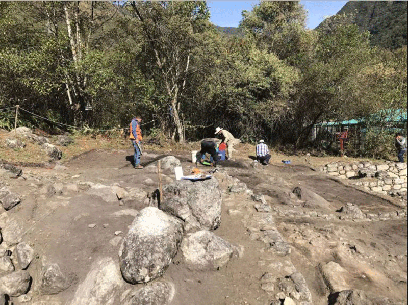 Archaeologists excavate the ceremonial complex in Chachabamba, located within Machu Picchu National Park in Peru. Photo Credit: Dominika Sieczkowska/Live Science.
