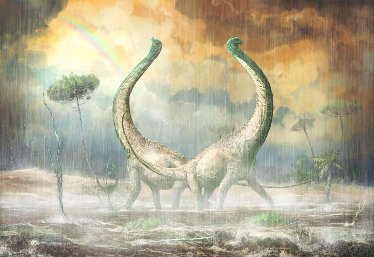 This is an illustration depicting Mnyamawamtuka in its environmental setting.
Credit: Mark Witton (2018)