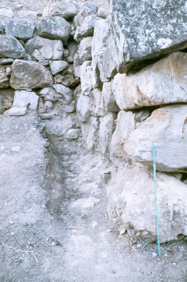 The impressive, ‟cyclopian” protopalatial wall of Petras,in Siteia (from the archives of the Petras excavation). Its surviving height is considerably over 2m. 