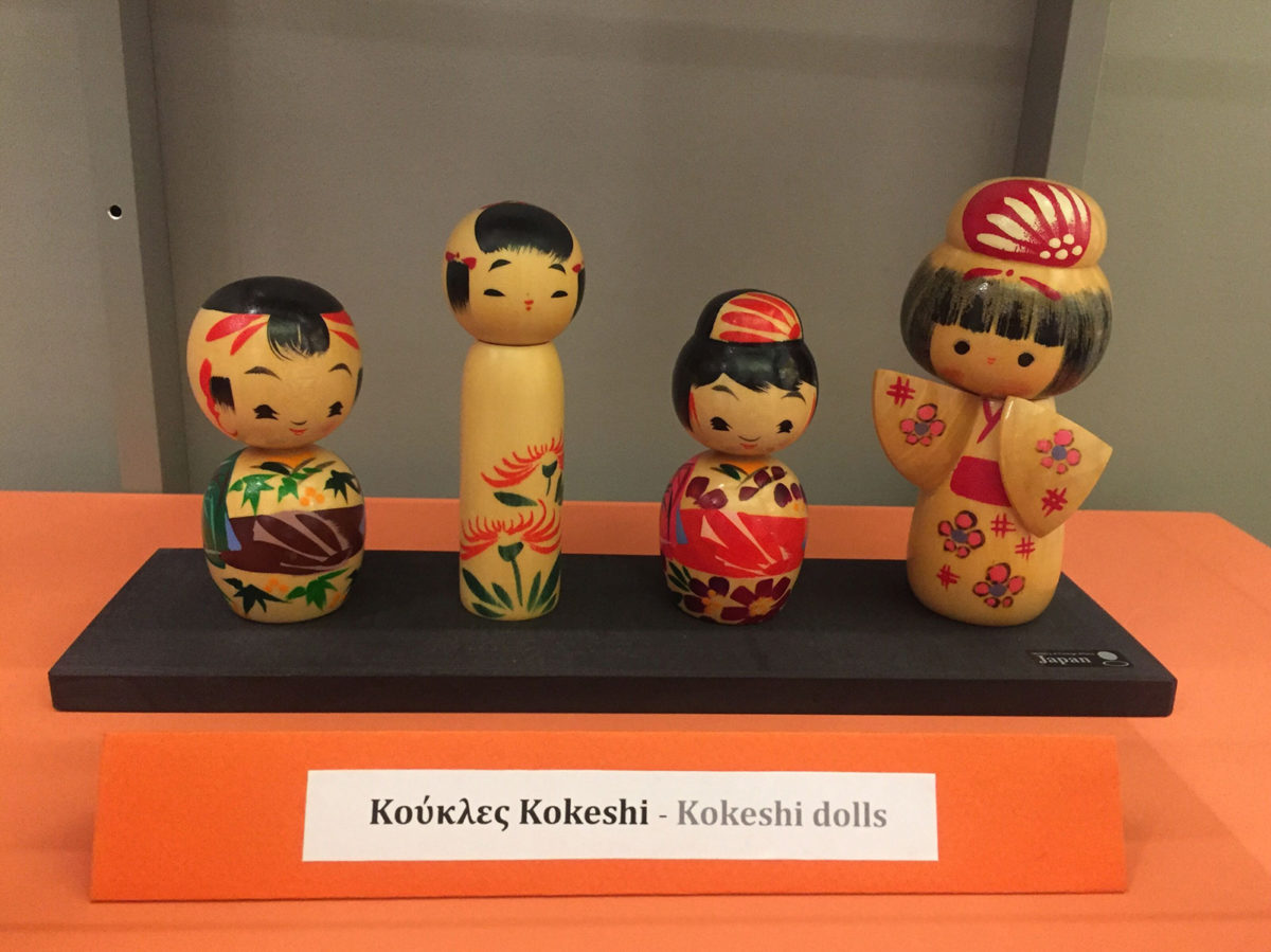 Kokeshi dolls from the exhibition of Japanese Traditional Dolls and Toys, at the Benaki Toy Museum.