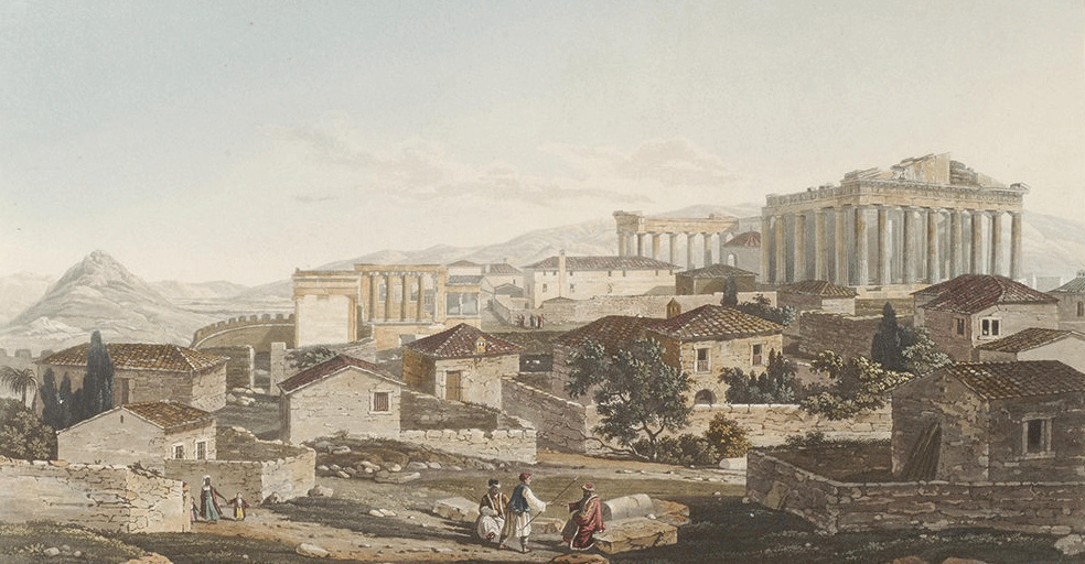 9th century watercolour of the Acropolis by Edward-Dodwell (1767-1832). Photo Credit: Benaki Museum/TANN. 