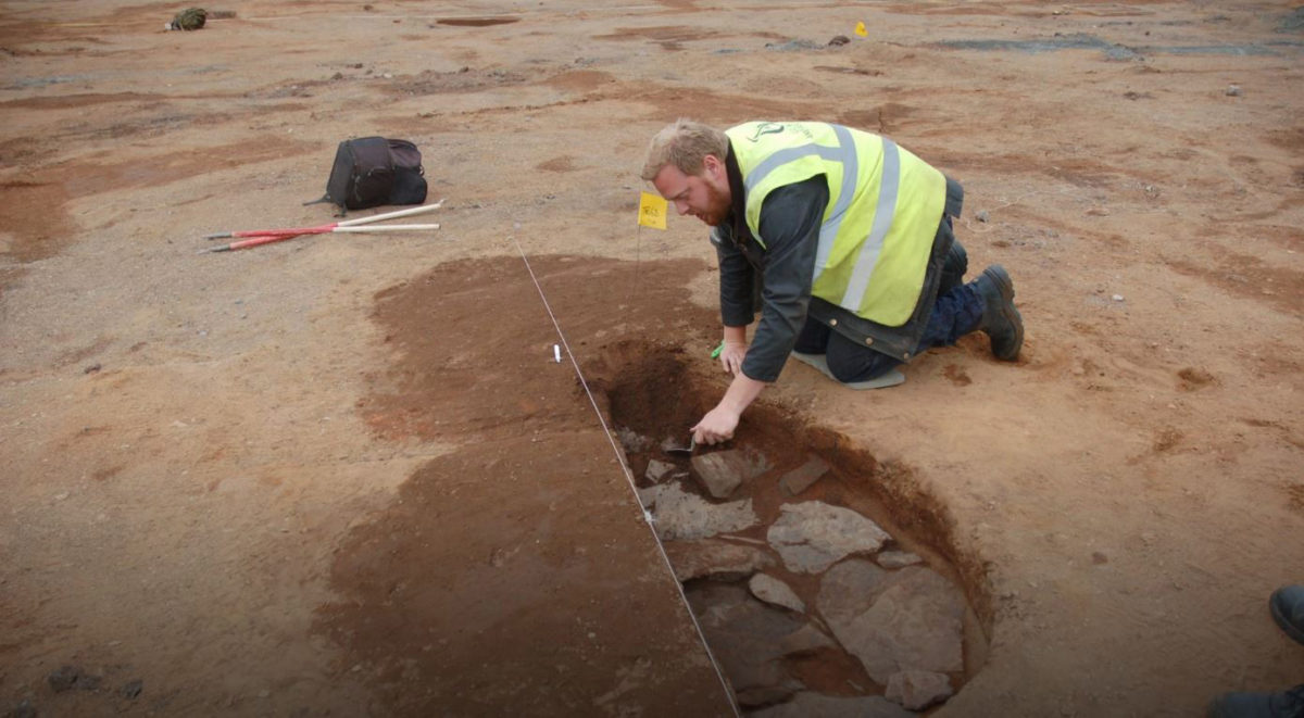 Excavation of one of the Roman ovens at Ayr Academy © GUARD Archaeology Ltd