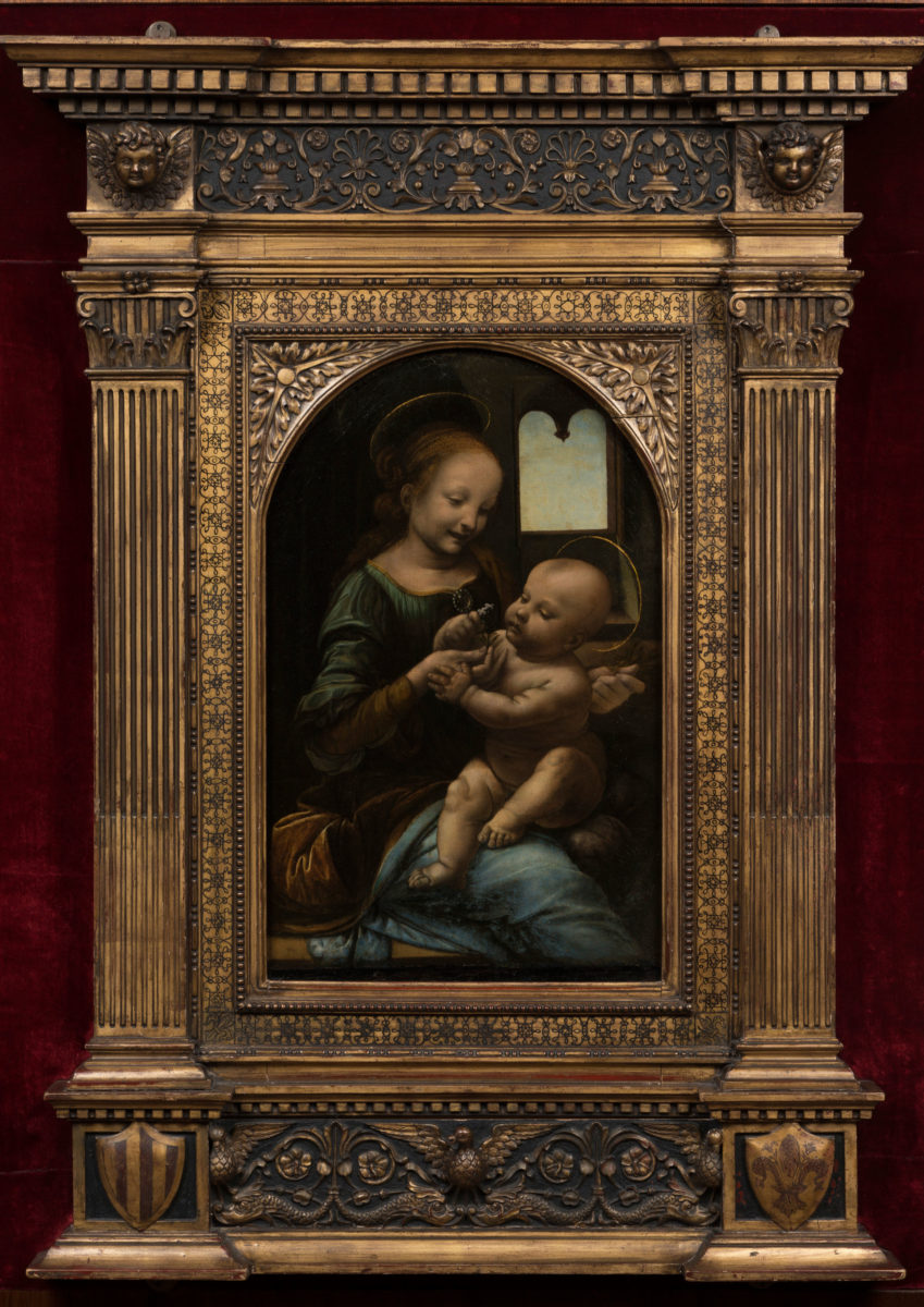The Benois Madonna, or Madonna and Child with flowers, is a loan from the Hermitage Museum. Photo Credit: Hermitage Museum/The History Blog.