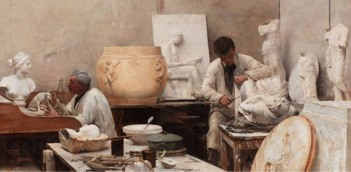 Edouard Dantan, Un atelier de moulage, oil on canvas, detail,, 1884. © Centre National des Arts Plastiques Paris / Musée des Beaux-Arts de Limoges