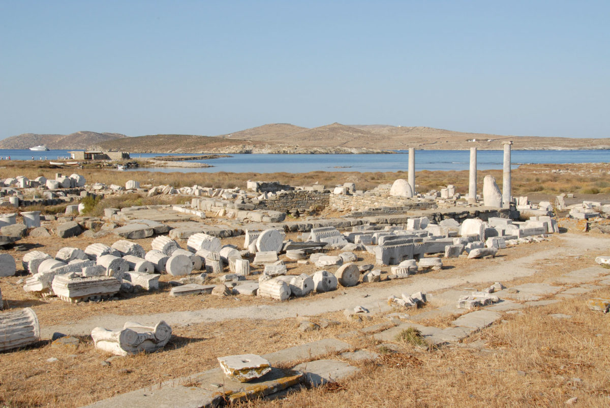 View of the Hellenistic temple of Artemis on Delos. 