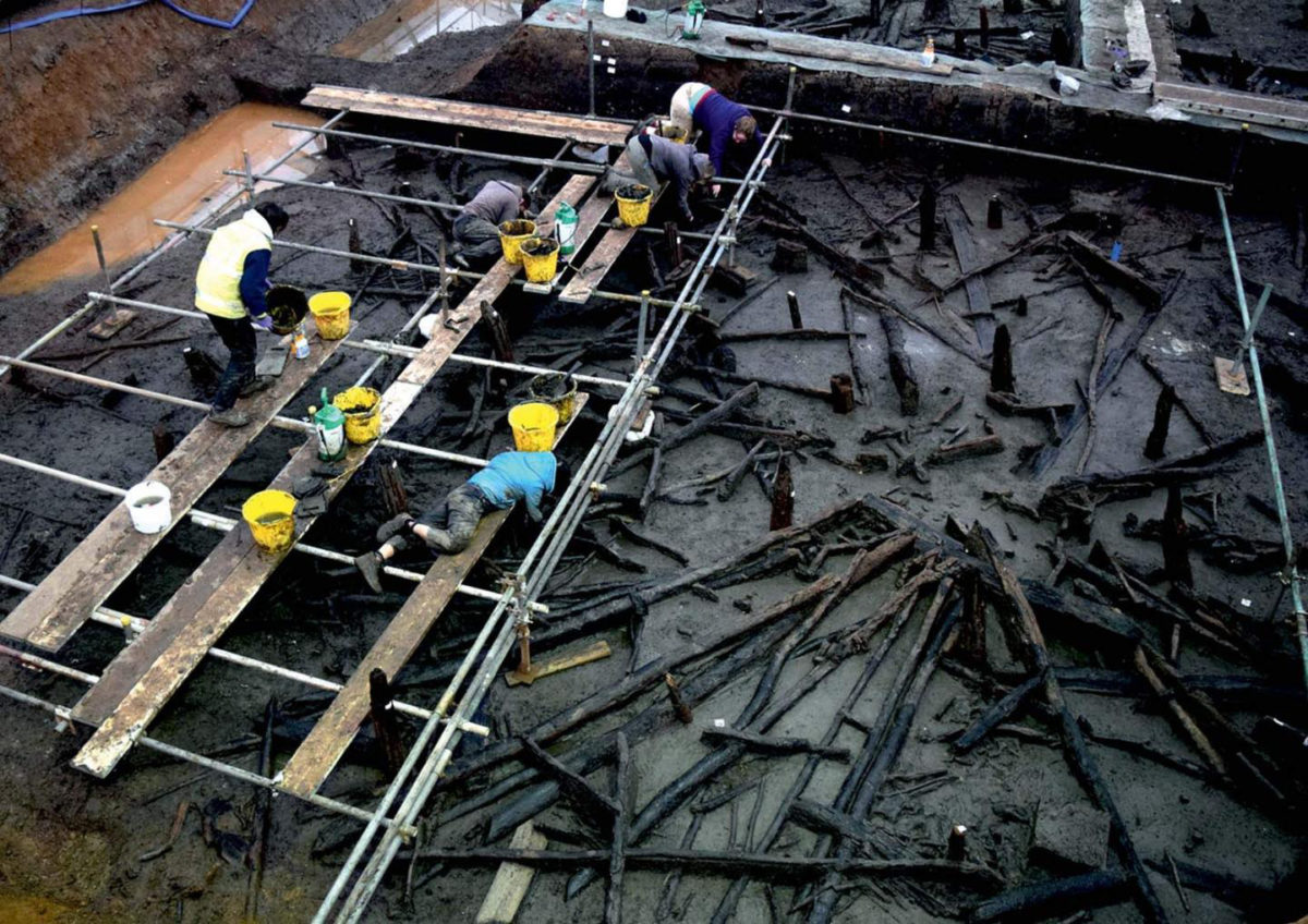 This is a scaffold platform above Must Farm's 'structure 1'. Credit: D. Webb