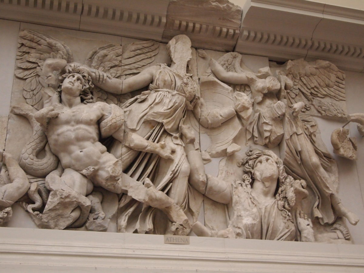 Slab of the Gigantomachy frieze of the Altar of Pergamum, Berlin, Altes Museum.