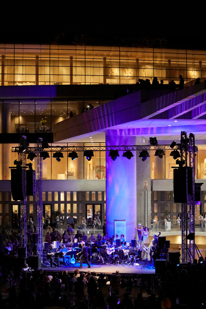A musical evening at the entrance courtyard of the Acropolis Museum. Photo: Giorgos Vitsaropoulos