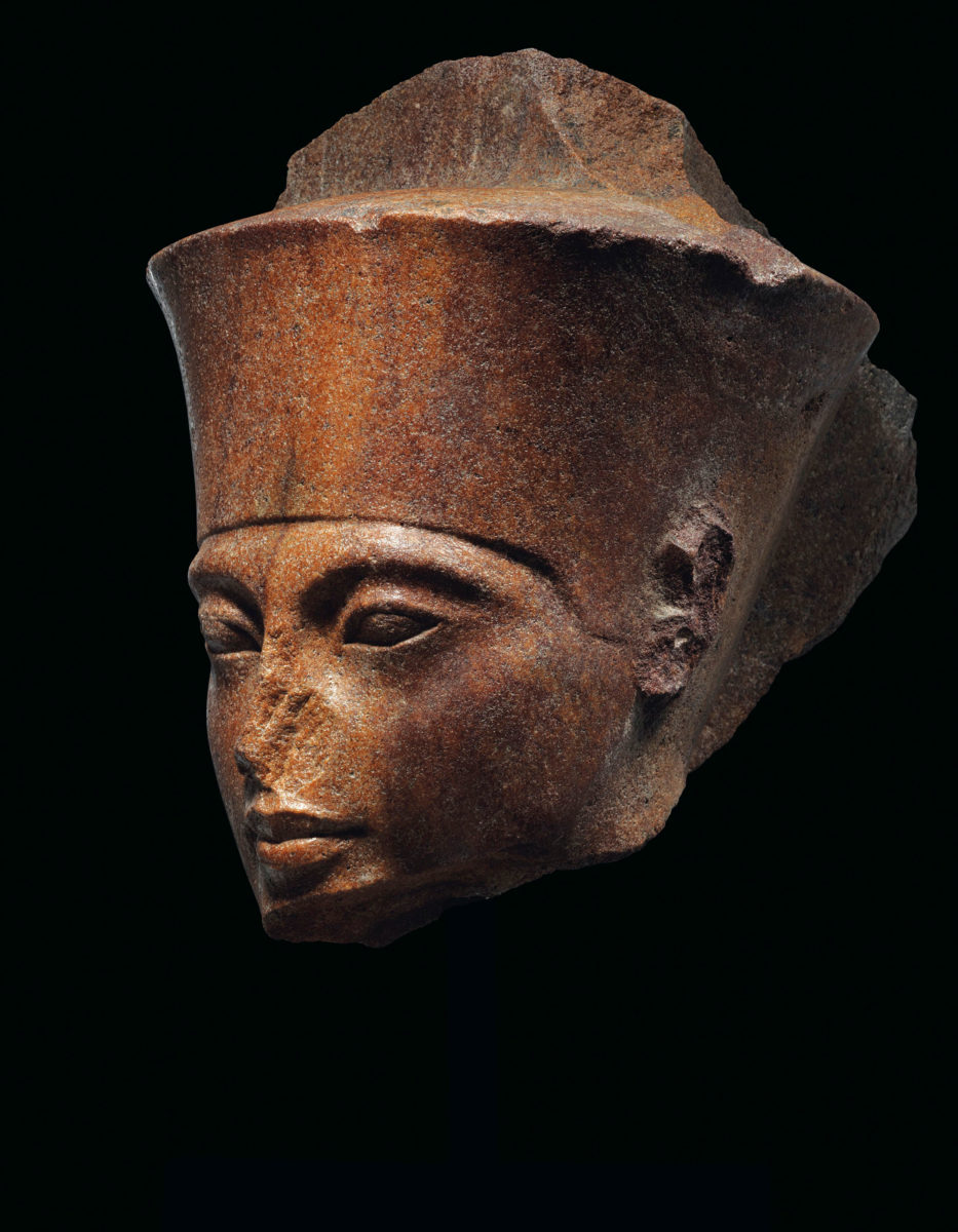 The head bears the distinctive crown of god Amen but the features of Tutankhamun, pharaoh at the time it was constructed. Photo Credit: Christie's. 