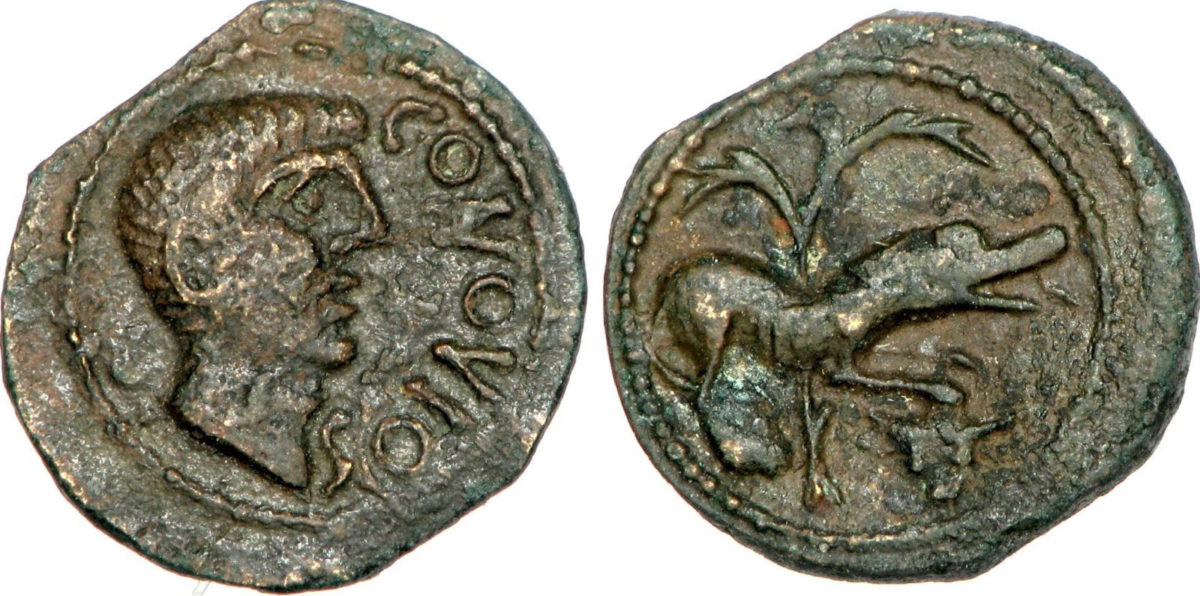 Gallic coin found at the Dessobriga site. Photo Credit: The Dessobriga Project/TANN.