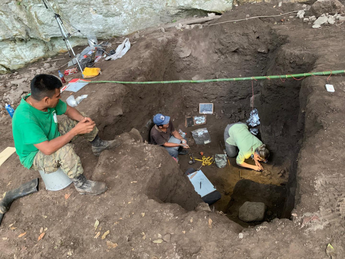 UNM graduate student Paige Lynch conducting excavations at Mayahak Cab Pek in May 2019, part of ongoing UNM research into the earliest humans in the New World tropics.
Credit: University of New Mexico