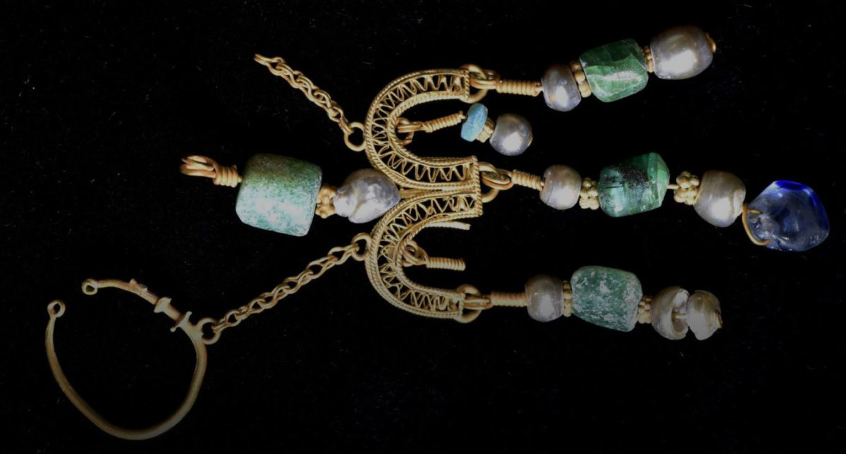 This earpiece, perhaps of Egyptian manufacture, is apparent loot from the First Crusade sack of Jerusalem in July, 1099. Credit : Virginia Withers