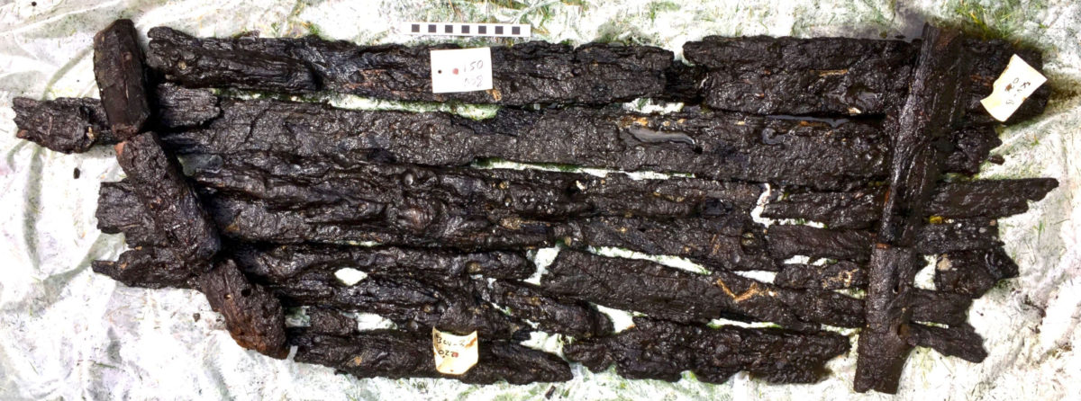 Elements of the structure were tagged and removed to be taken for conservation. Photo Credit: The Maritime Archaeological Trust.