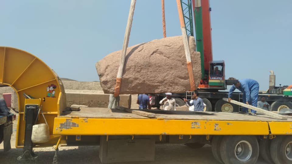 The obelisk parts during their transport to Cairo.