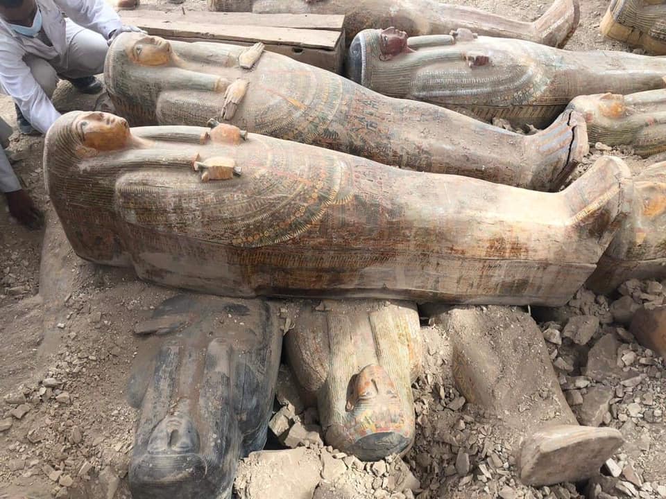 Coffins found at Assasif's cachette. Photo: Luxor Times
