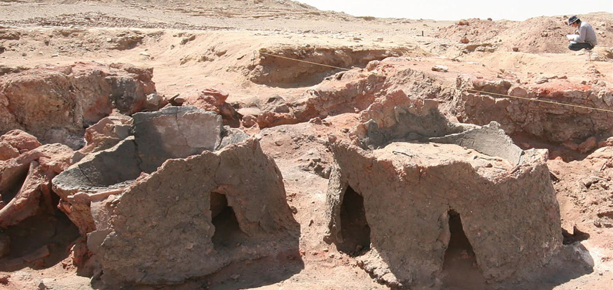 The excavation site at locality HK11C, Hierakonpolis. Vats 1 and 2 viewed from the northeast. Photo by Masahiro Baba.