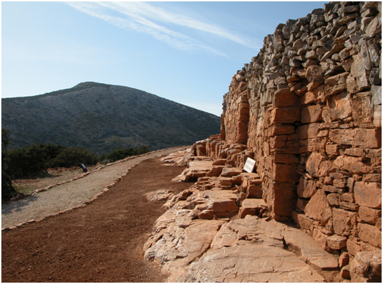 The Mycenaean exterior fortification wall.