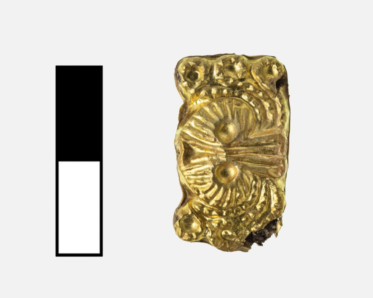 UC archaeologists found several gold pieces, including this double argonaut. Photo/UC Classics